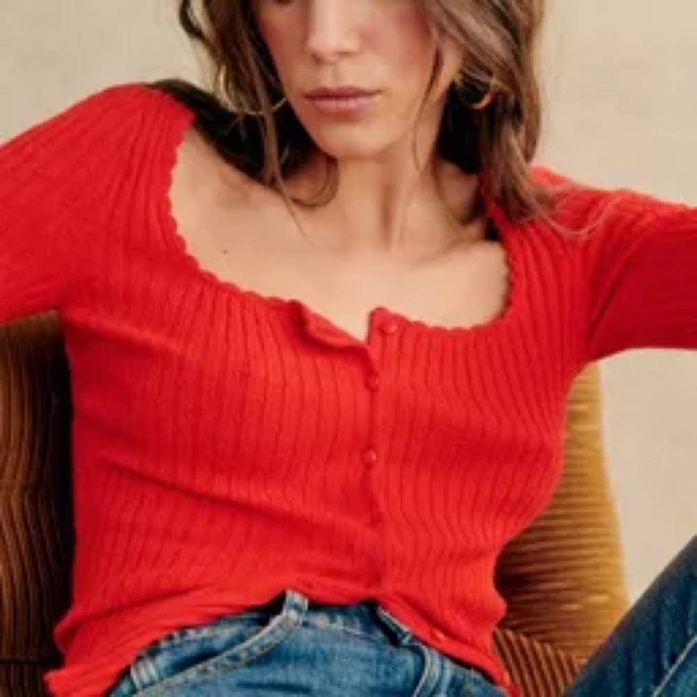 Sezane Ambroise Cardigan in Red